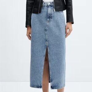 MANGO: MIDI Denim Skirt